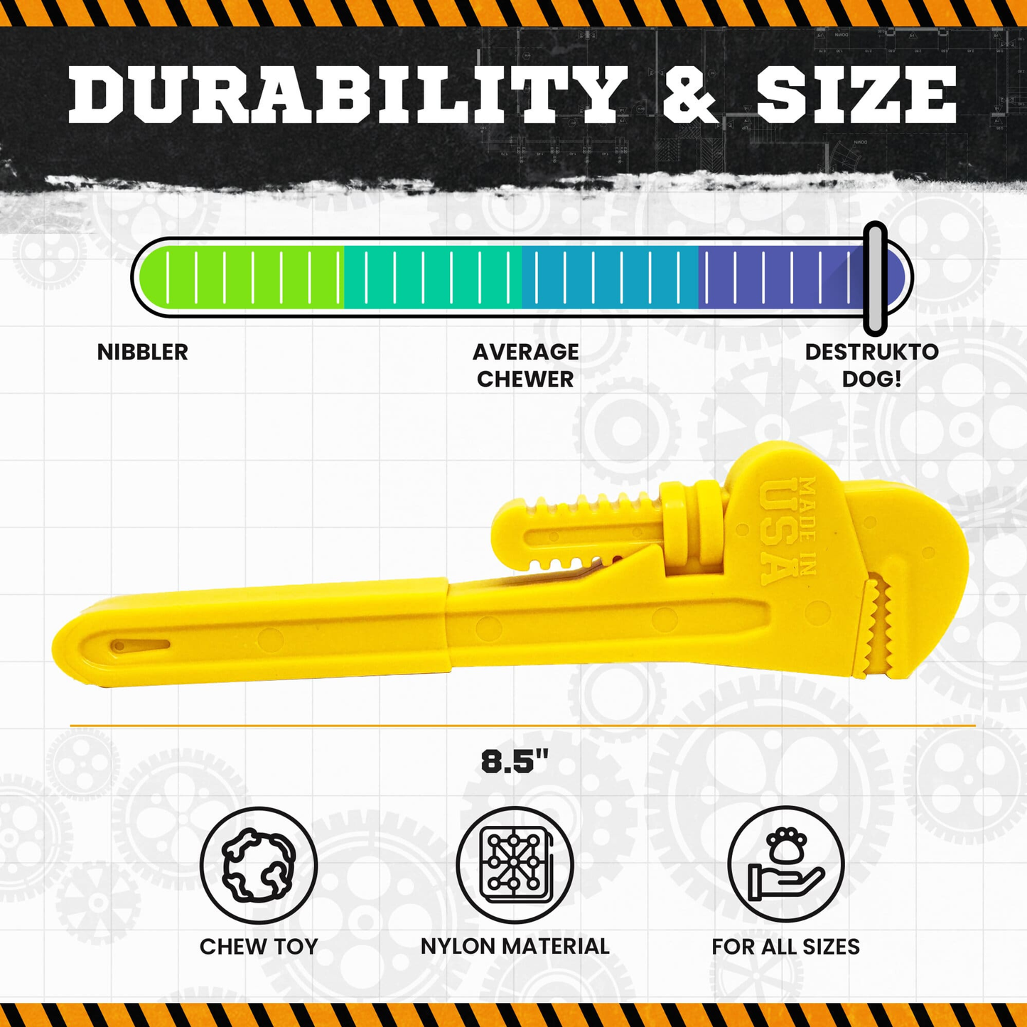 Soda Pup Nylon Pipe Wrench Ultra Durable Dog Chew Toy -8.5"