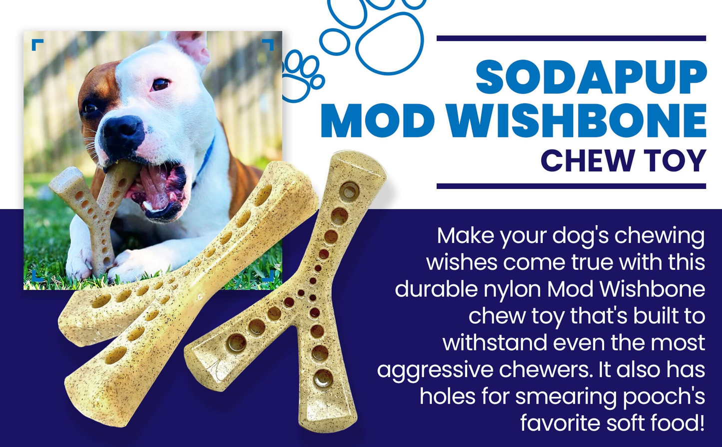 SodaPup Wishbone  Nylon Dog Chew Toy for Aggressive Chewers