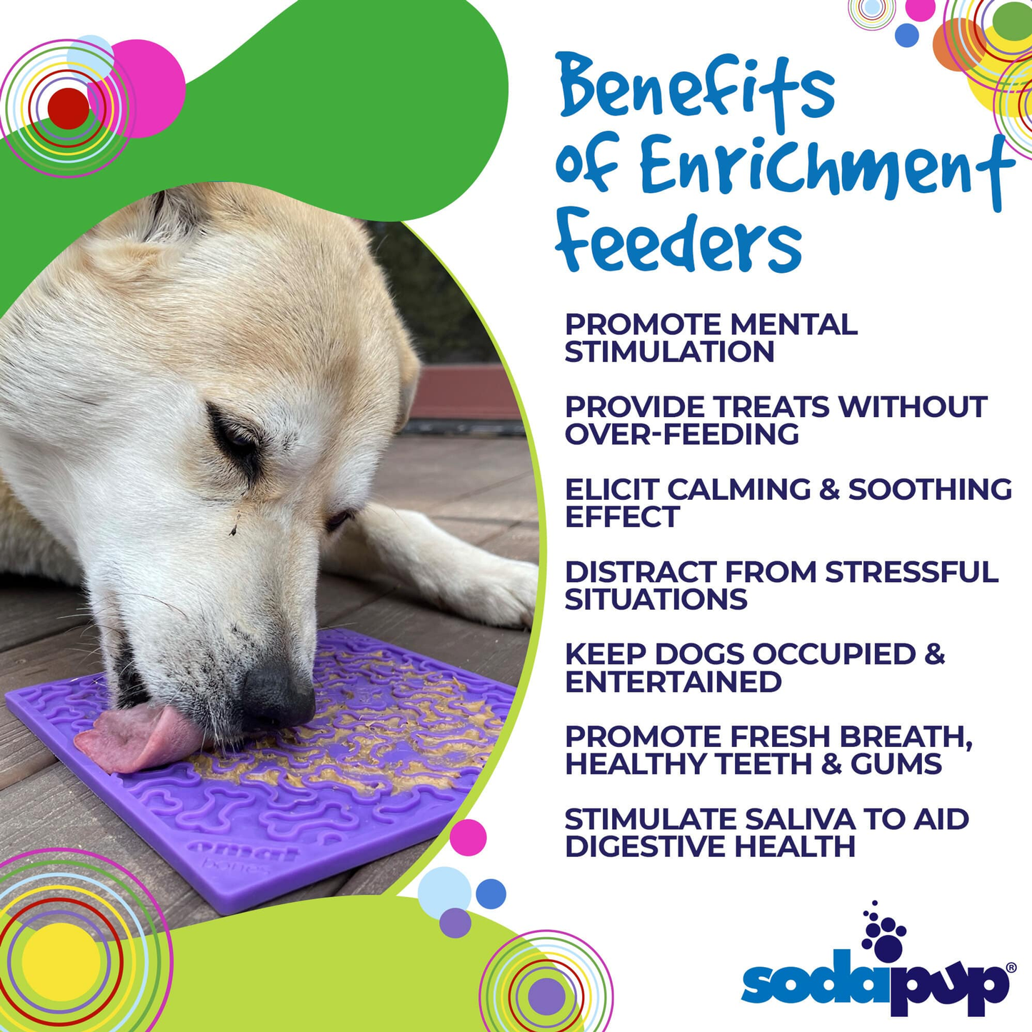 SodaPup Purple Bones Enrichment Lick Mat - 8"x 8"