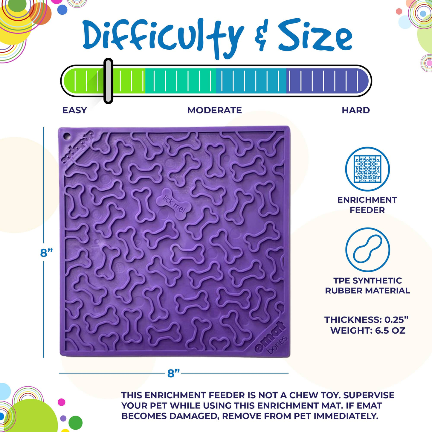 SodaPup Purple Bones Enrichment Lick Mat - 8"x 8"