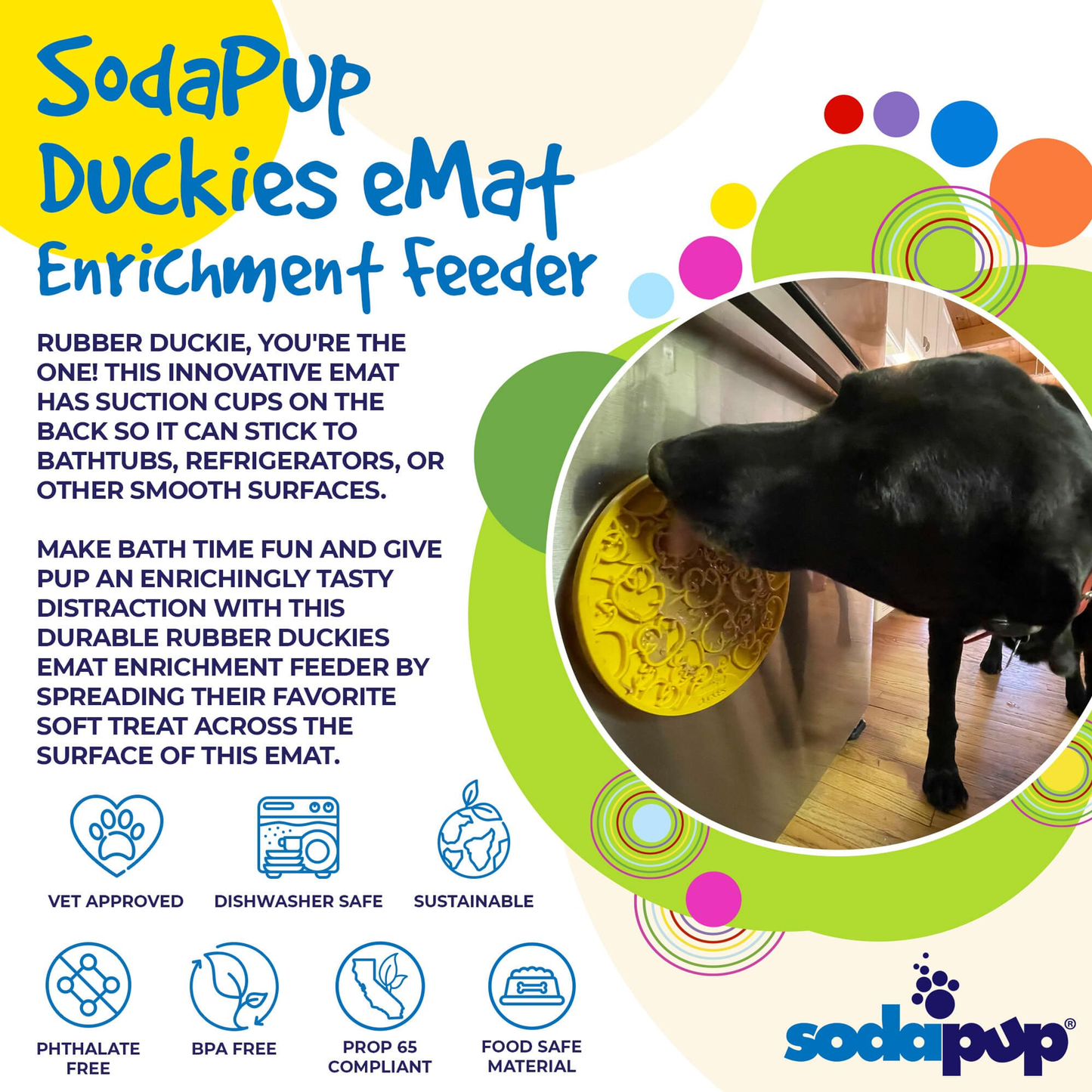 SodaPup Yellow Lick Mat With Suction Cups - 8"