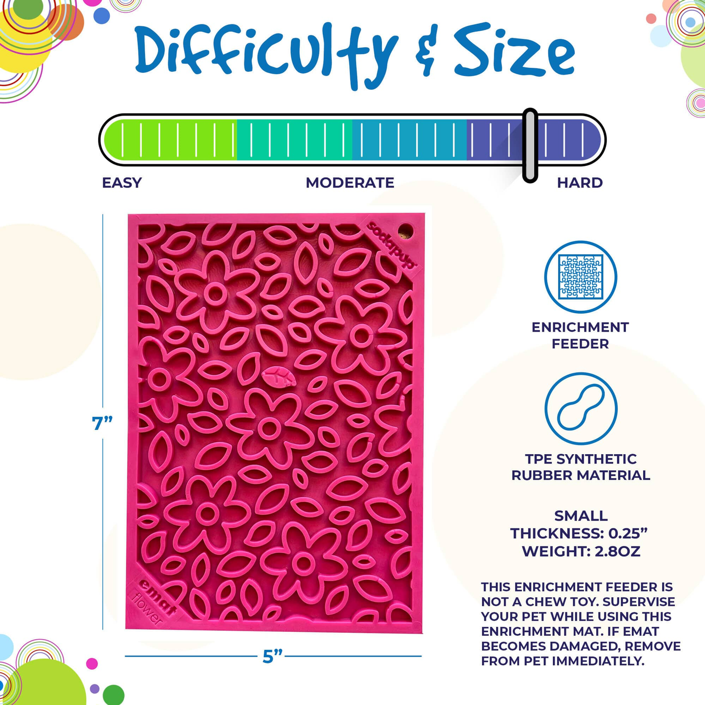 SodaPup Flower Power Enrichment Lick Mat - 8"х8"/5"x7"